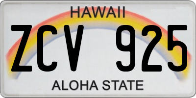HI license plate ZCV925