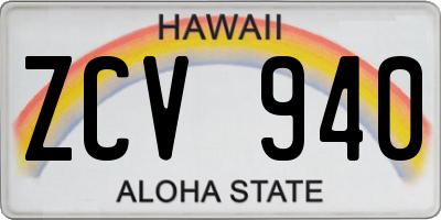 HI license plate ZCV940