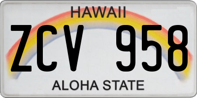 HI license plate ZCV958