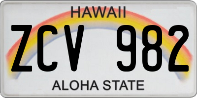 HI license plate ZCV982