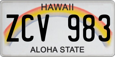 HI license plate ZCV983