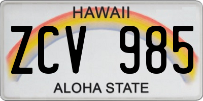 HI license plate ZCV985