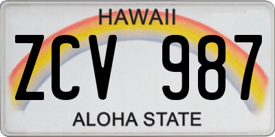 HI license plate ZCV987