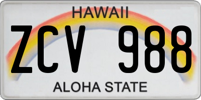HI license plate ZCV988