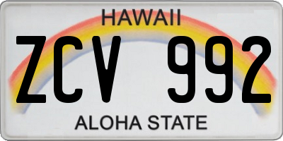 HI license plate ZCV992