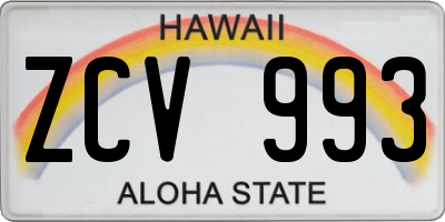 HI license plate ZCV993