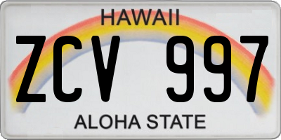 HI license plate ZCV997