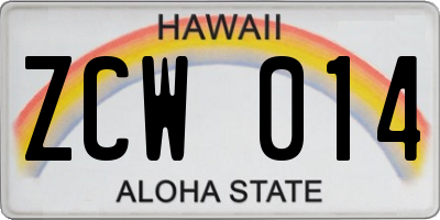 HI license plate ZCW014