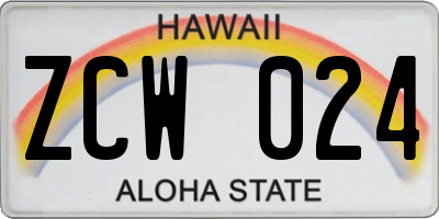 HI license plate ZCW024