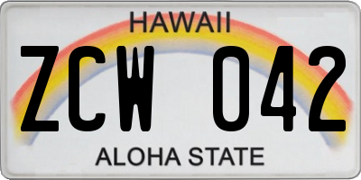 HI license plate ZCW042