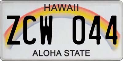 HI license plate ZCW044