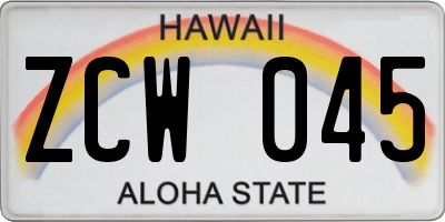 HI license plate ZCW045