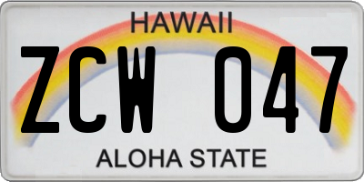 HI license plate ZCW047
