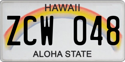 HI license plate ZCW048
