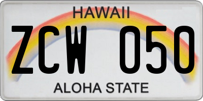 HI license plate ZCW050
