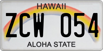 HI license plate ZCW054