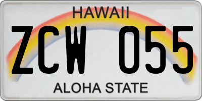 HI license plate ZCW055