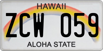 HI license plate ZCW059