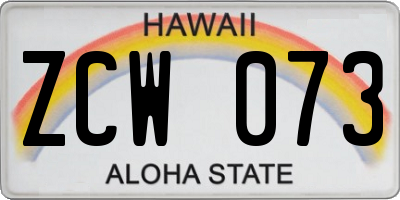 HI license plate ZCW073