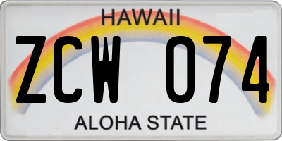HI license plate ZCW074
