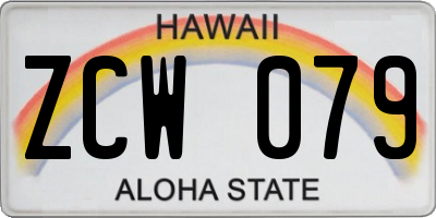 HI license plate ZCW079