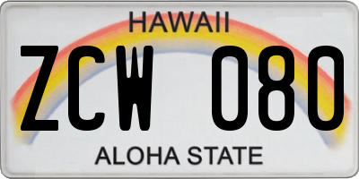 HI license plate ZCW080
