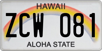 HI license plate ZCW081