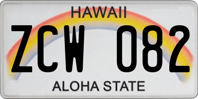 HI license plate ZCW082