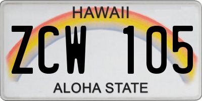 HI license plate ZCW105