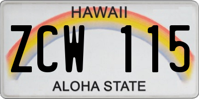 HI license plate ZCW115