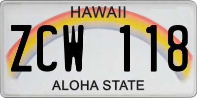 HI license plate ZCW118