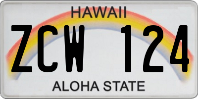HI license plate ZCW124