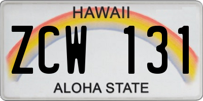 HI license plate ZCW131