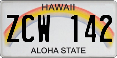 HI license plate ZCW142