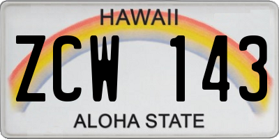 HI license plate ZCW143