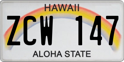 HI license plate ZCW147