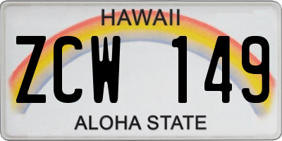 HI license plate ZCW149