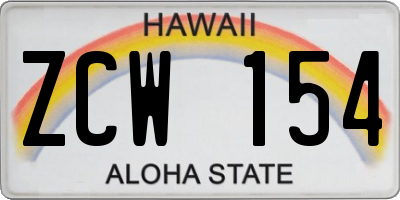 HI license plate ZCW154