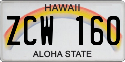 HI license plate ZCW160