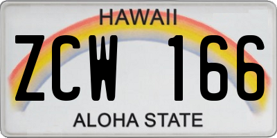 HI license plate ZCW166