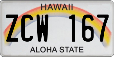 HI license plate ZCW167