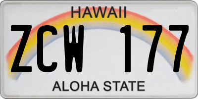 HI license plate ZCW177