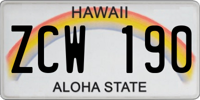 HI license plate ZCW190