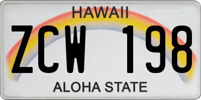 HI license plate ZCW198