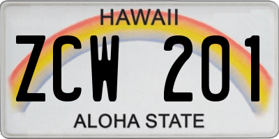 HI license plate ZCW201