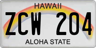 HI license plate ZCW204