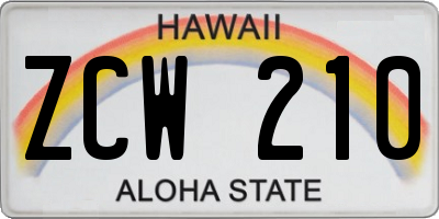 HI license plate ZCW210