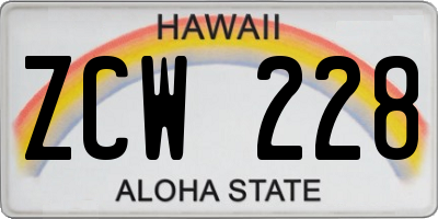 HI license plate ZCW228