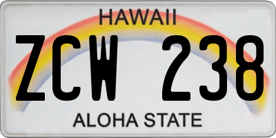 HI license plate ZCW238
