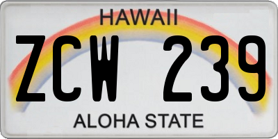 HI license plate ZCW239